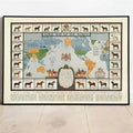 1938 Art History Horse Map of the World Wall Print