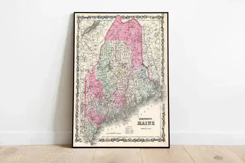 1862 Map of Maine| Maine Old Map