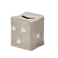 Bees Tissue Box Cover, White on Flax