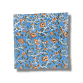 Blue and Orange Floral Block Printed Cotton Napkins