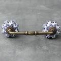 Blue Geometry Dots Ceramic Cabinet Drawer Pull - Set of 4