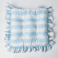 Blue Gingham Ruffle Seat Pad Cushion