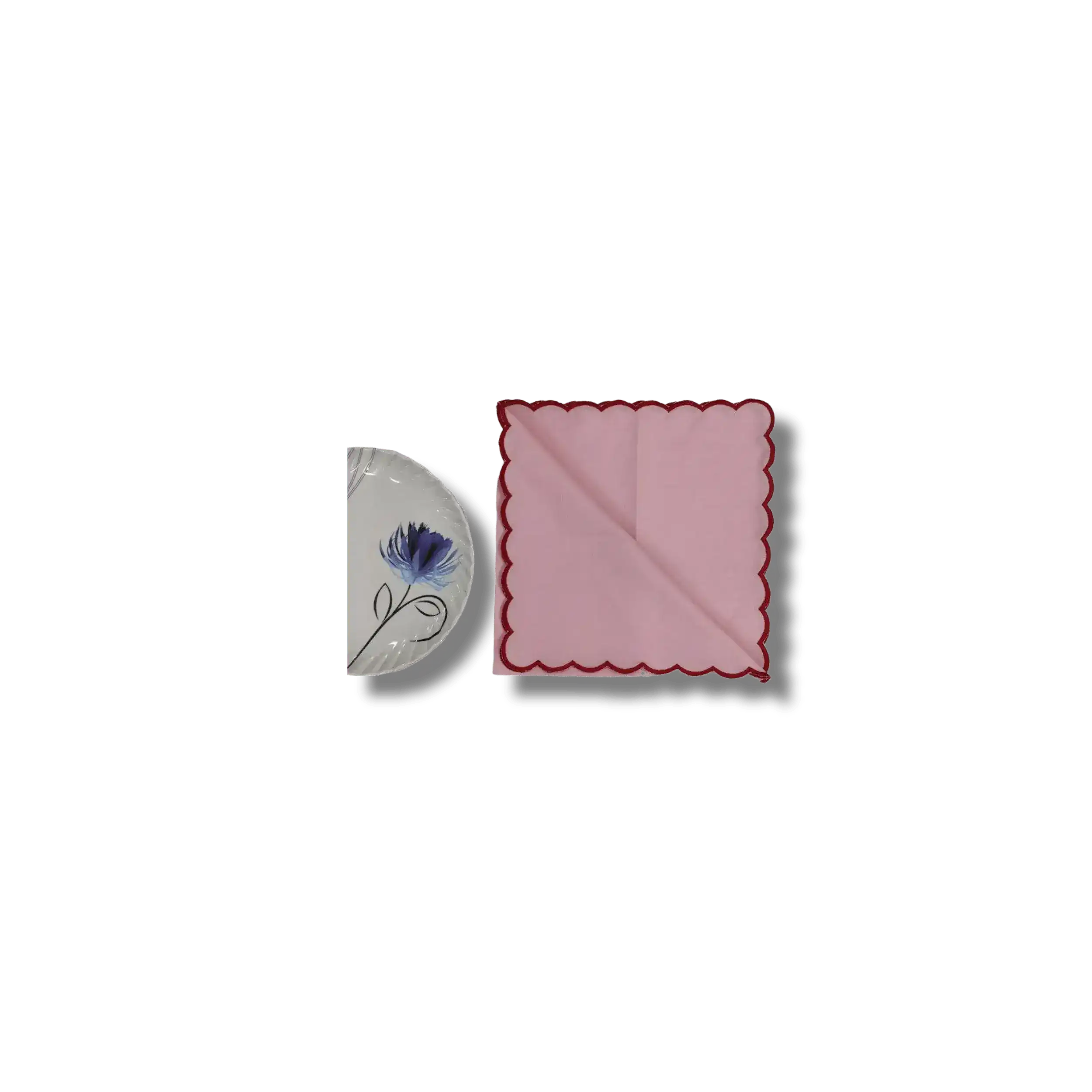 Blush Pink Mini Scalloped Embroidered Napkins